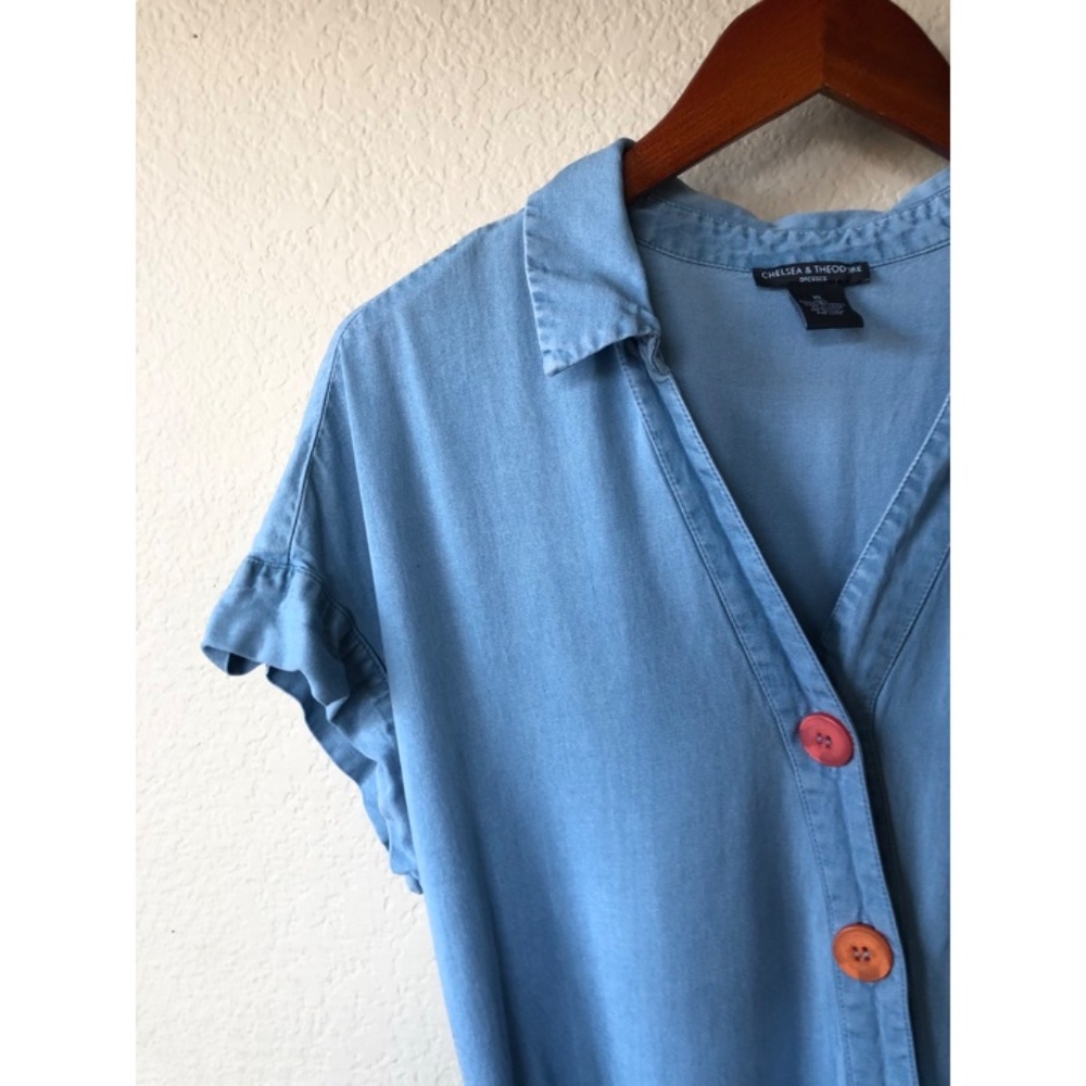 CHELSEA & THEODORE Rainbow Button Chambray Dress - Picture 5 of 10